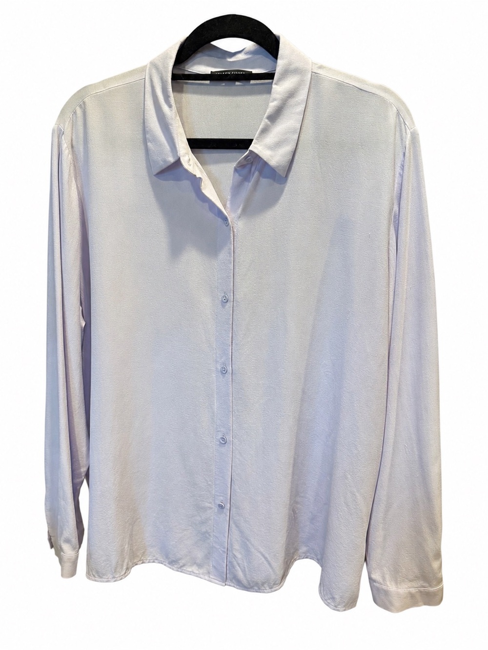 Eileen Fisher 100% Silk Lilac Button Down Shirt Blouse